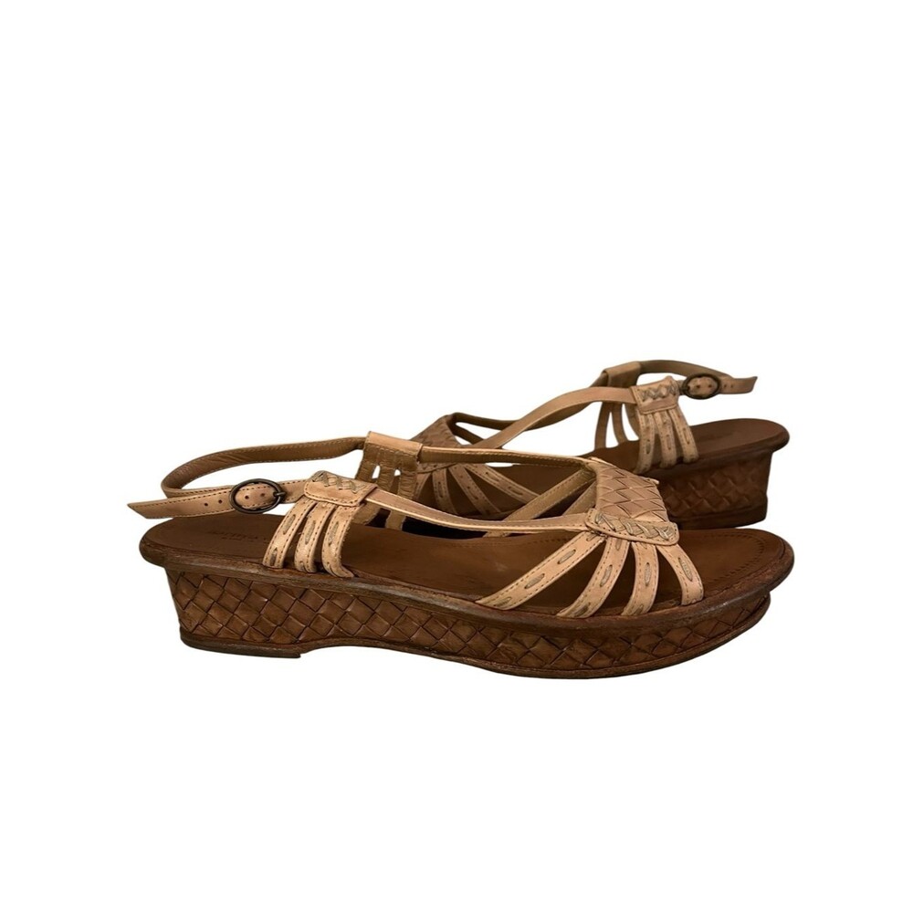 Bottega Veneta Intrecciato Woven Leather Sandals Beige Italy US 9.5 Luxury
